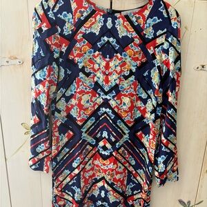 Geometric Floral Long Sleeve Dress